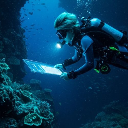 The Marine Biologist Studying a Bioluminescent Reef